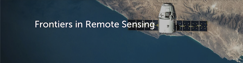 Image of a satellite over the Earth. Text says "Frontiers in Remote Sensing."