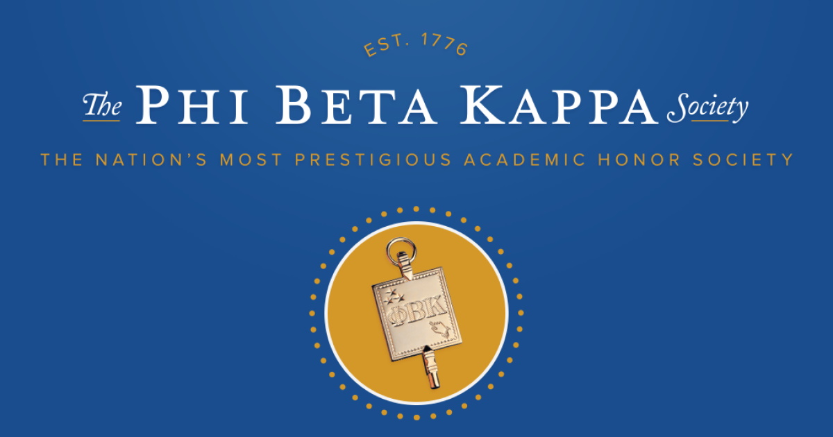 The Phi Beta Kappa Society, est. 1776, the nation's most prestigious academic honor society, featuring a Phi Beta Kappa key emblem