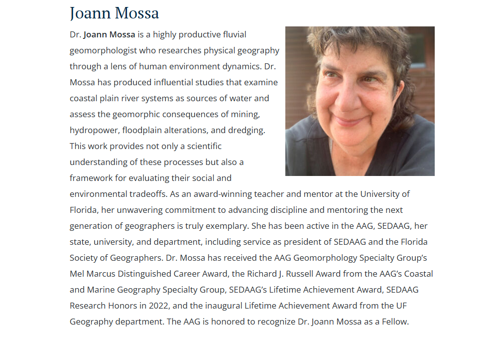 Dr. Joann Mossa AAG Later Career Fellow