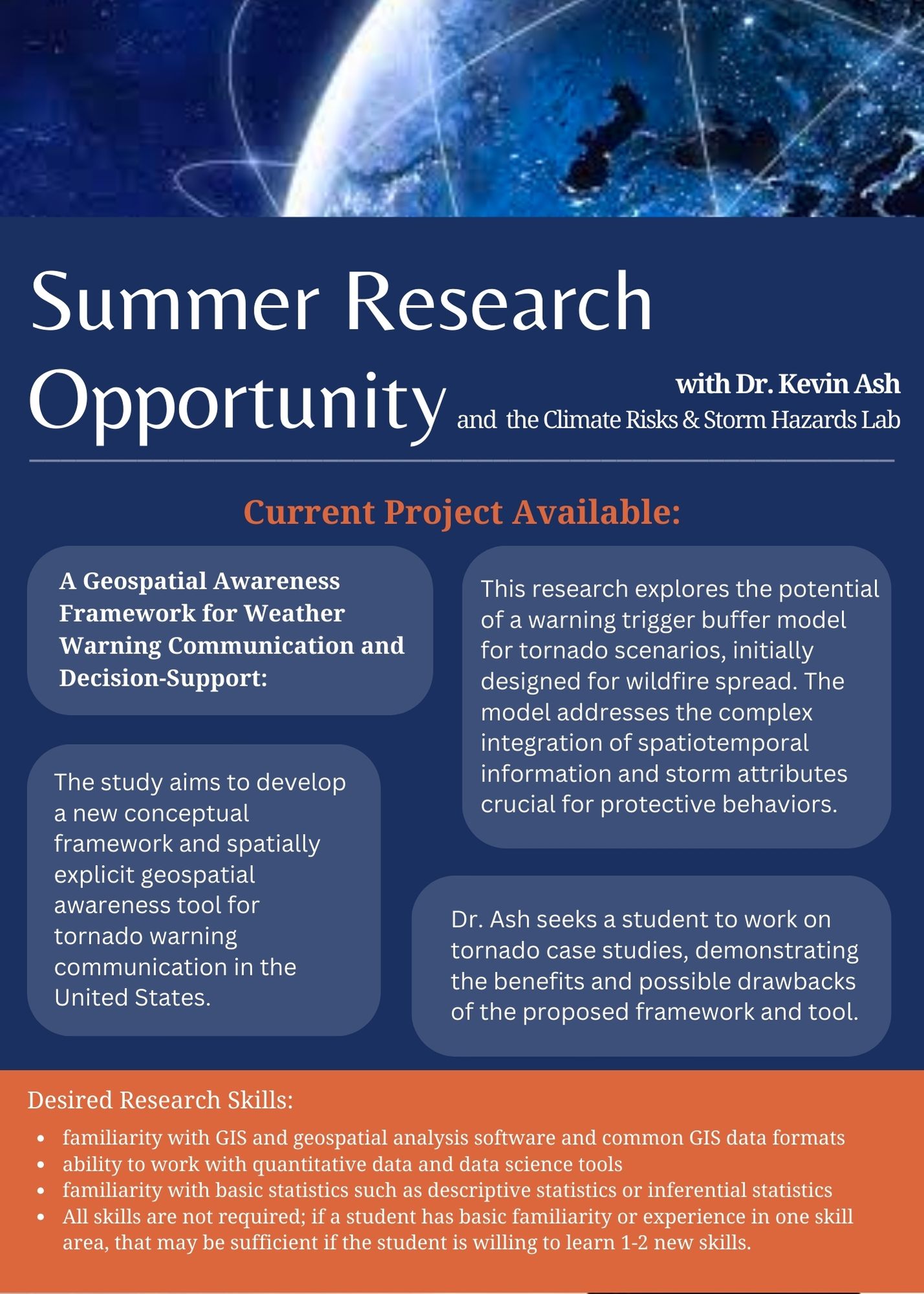 Summer 2024 research opportunity with Dr. Kevin Ash