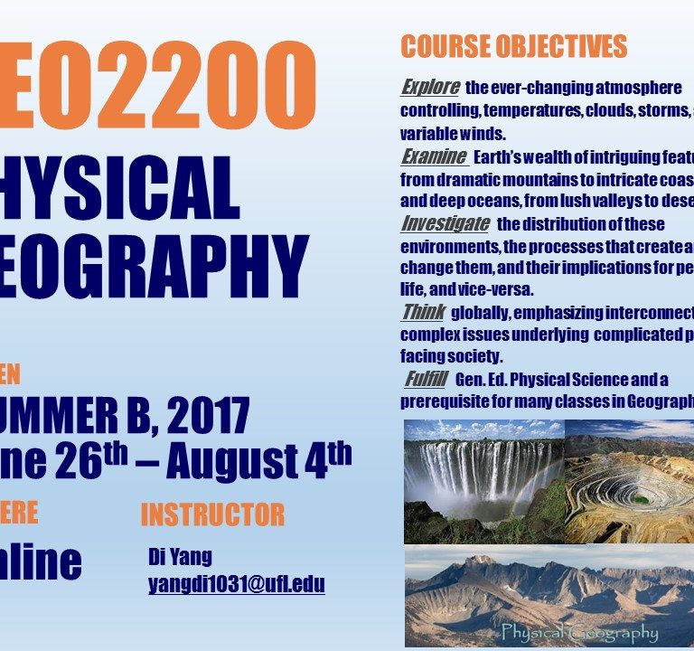 Summer Course GEO2200 Physical Geography Geography