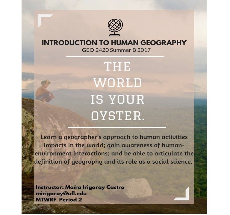 Summer Course GEO2420 Introduction to Human Geography Geography