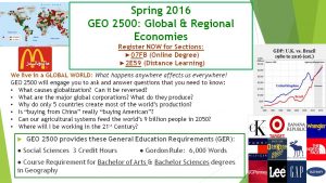 GEO2500 Global & Regional Economies