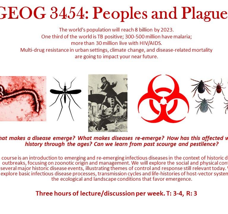 Spring Course GEO3454 Peoples and Plagues Geography