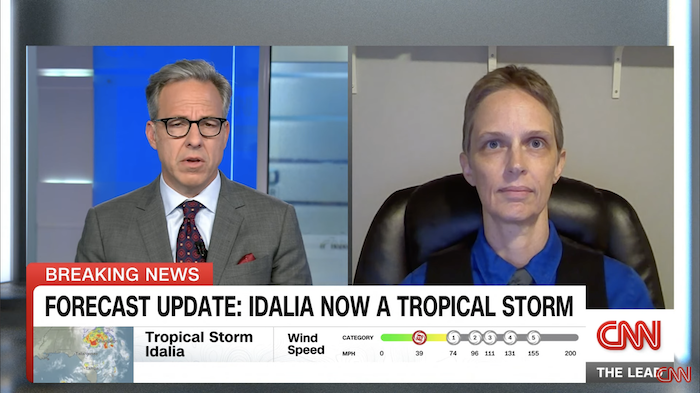 Screenshot from CNN clip of Jake Tapper and Dr. Corene Matyas. 