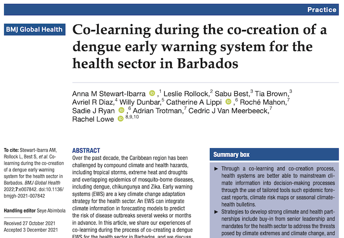 Co-learning during the co-creation of a dengue early warning system for the health sector in Barbados