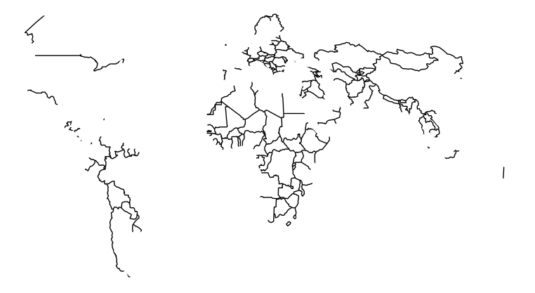A world map of national land borders.