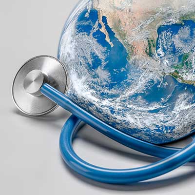 Picture of earth and stethoscope